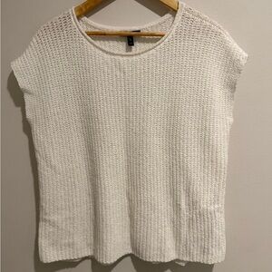 Eileen Fisher Organic Cotton Knit Sweater Top M Textured Short Sleeve Minimalist